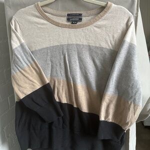 Supima Cotton Lands End XL petite 3/4 sleeves abstract blocked sweater